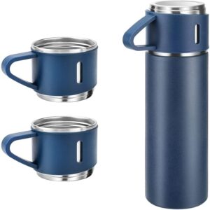 Steel Vacuum Flask Set with 3 Steel Cups Combo - 500ml