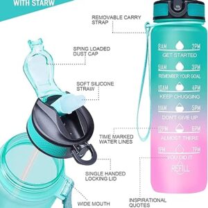 Motivational Water Bottle with Straw (1000 ml)