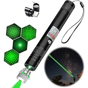 Powerful Green Laser Pointer: 1000m Range, Rechargeable, Safe & Portable