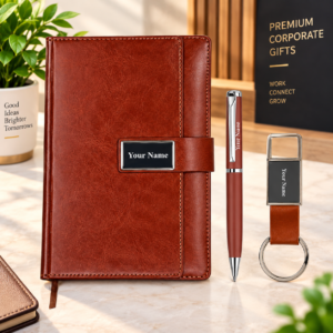 3 in 1Personalized Diary with Pen and Metal Keychain Gift Set M1310