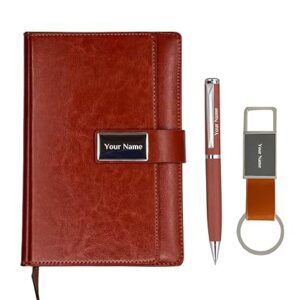 Personalized Diary with Pen and Metal Keychain Gift Set