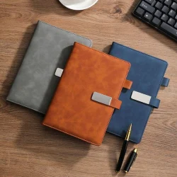 Metal Flap Lock Leather Notebook Diary