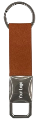 Metal Loop Premium Leather Keychain - Image 2