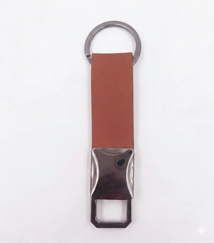 Metal Loop Premium Leather Keychain - Image 4